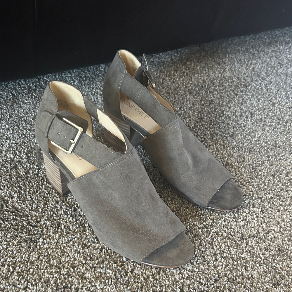 Nine West Charcoal Open-Toe Mules